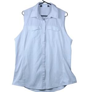 Under Armour Womens Blouse White Fitted Heat Gear Sleeveless Button Down XL